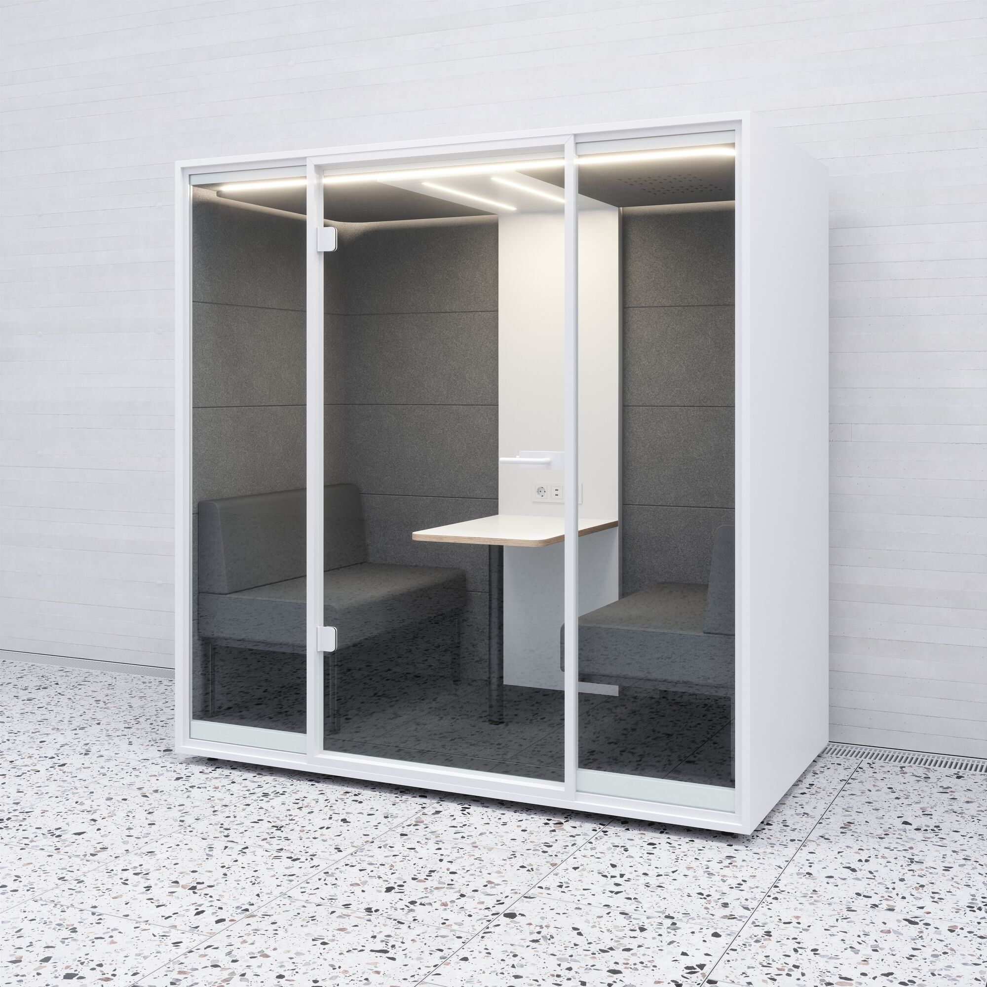 Meetingbox Quattro Wit Wit Koffie Lichtgrijs Standaard Zwart