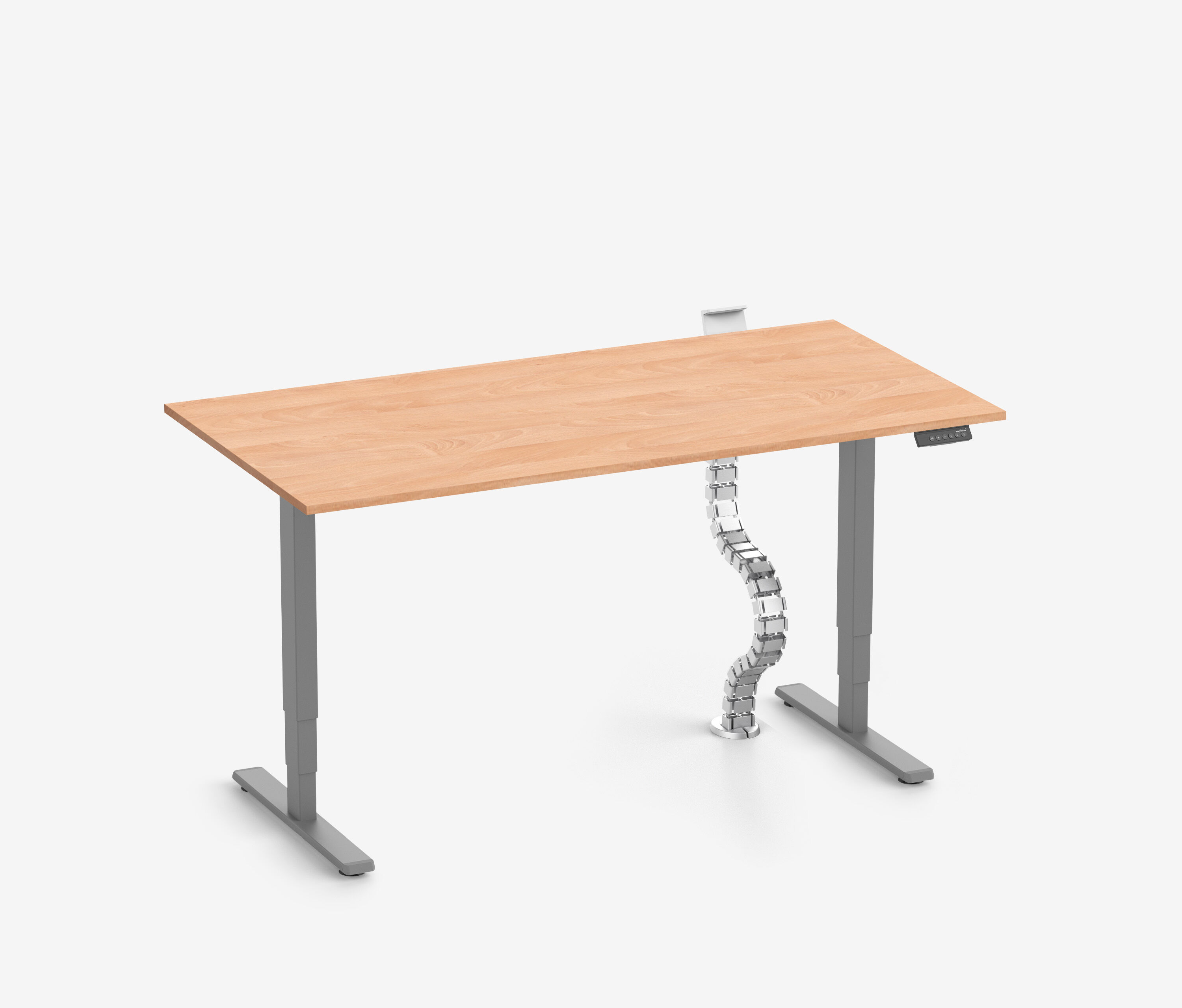 FOKUS Bureau + Stekkerdooshouder + Kabelslang Grijs Beuken 120x70