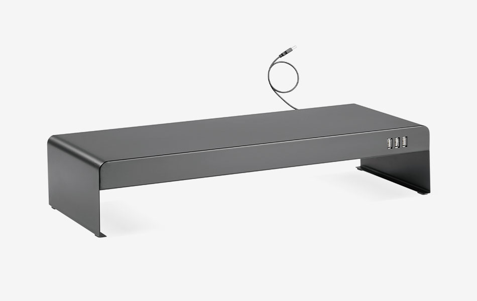 Stalen monitorverhoger met 3-voudige USB-hub