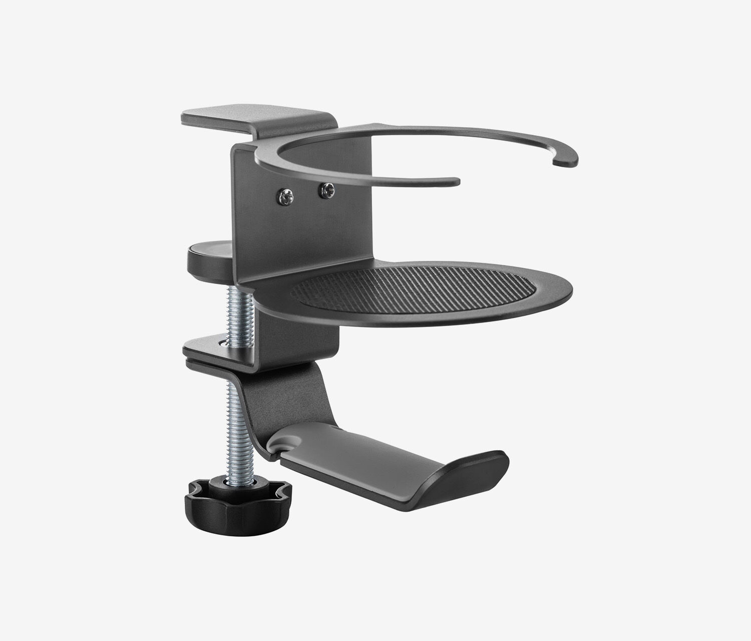 Headset houder met geïntegreerde bekerhouder