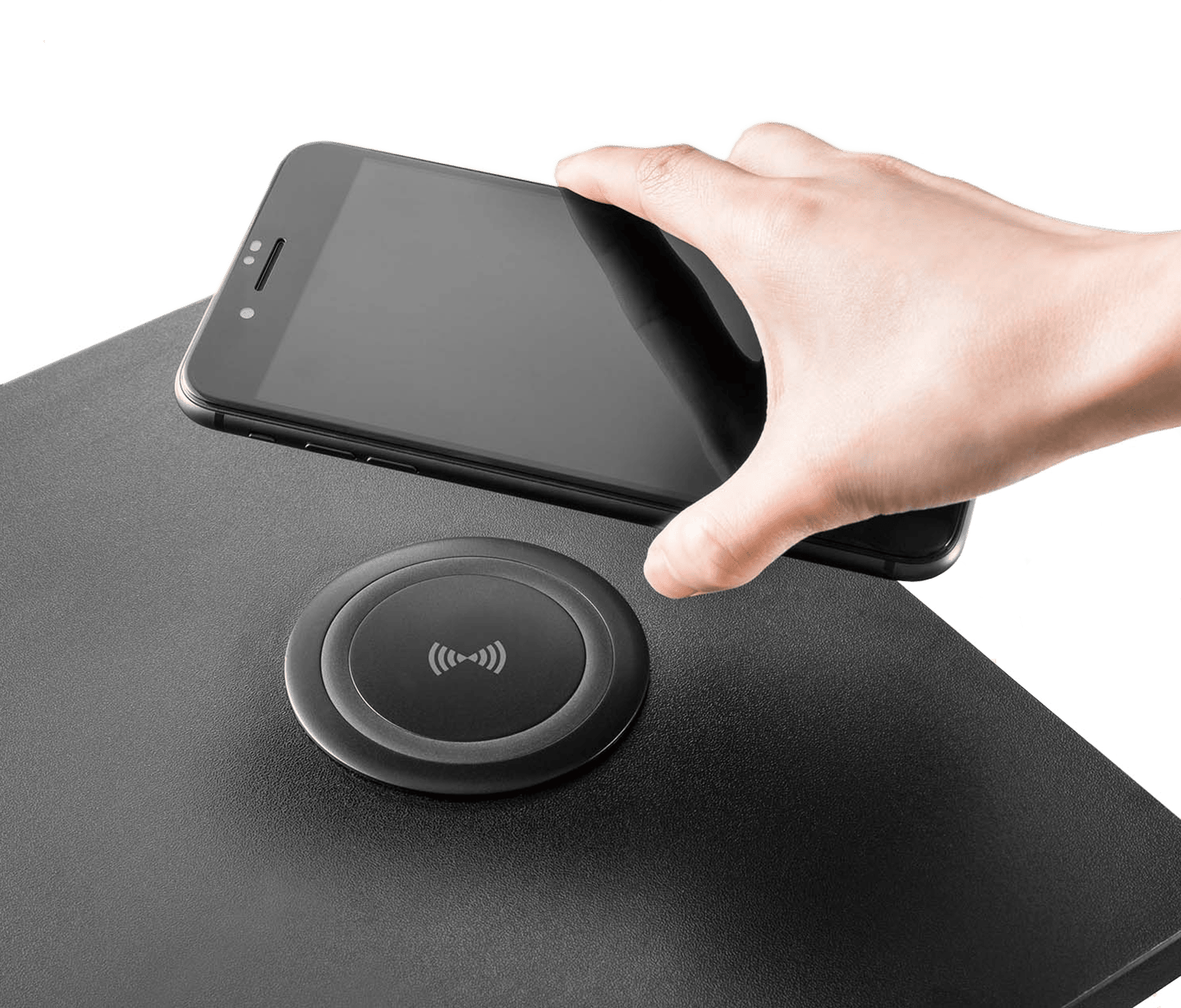 Monitorverhoger met geïntegreerde Qi-oplader