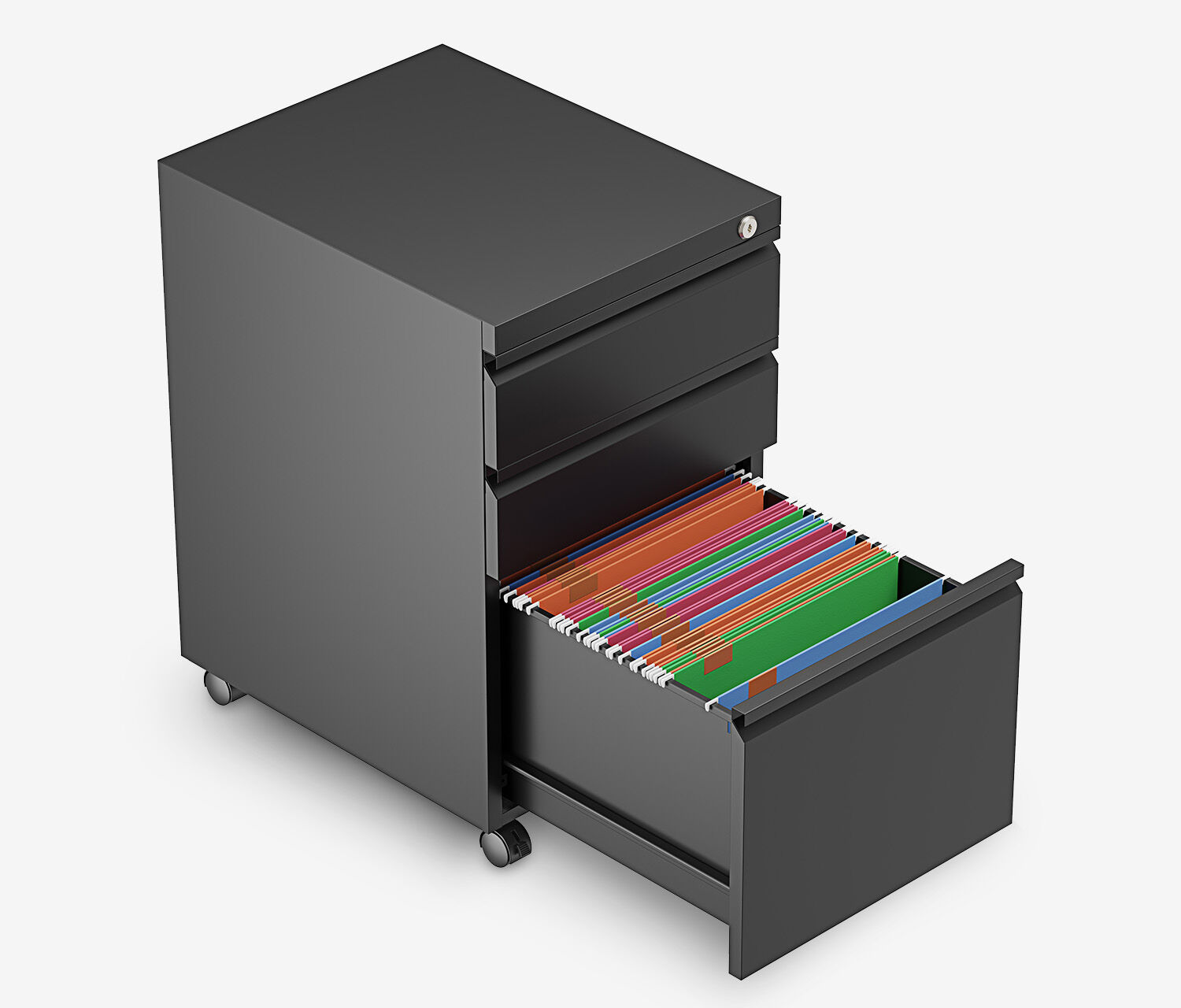 Metalen rolcontainer Zwart Notenhout