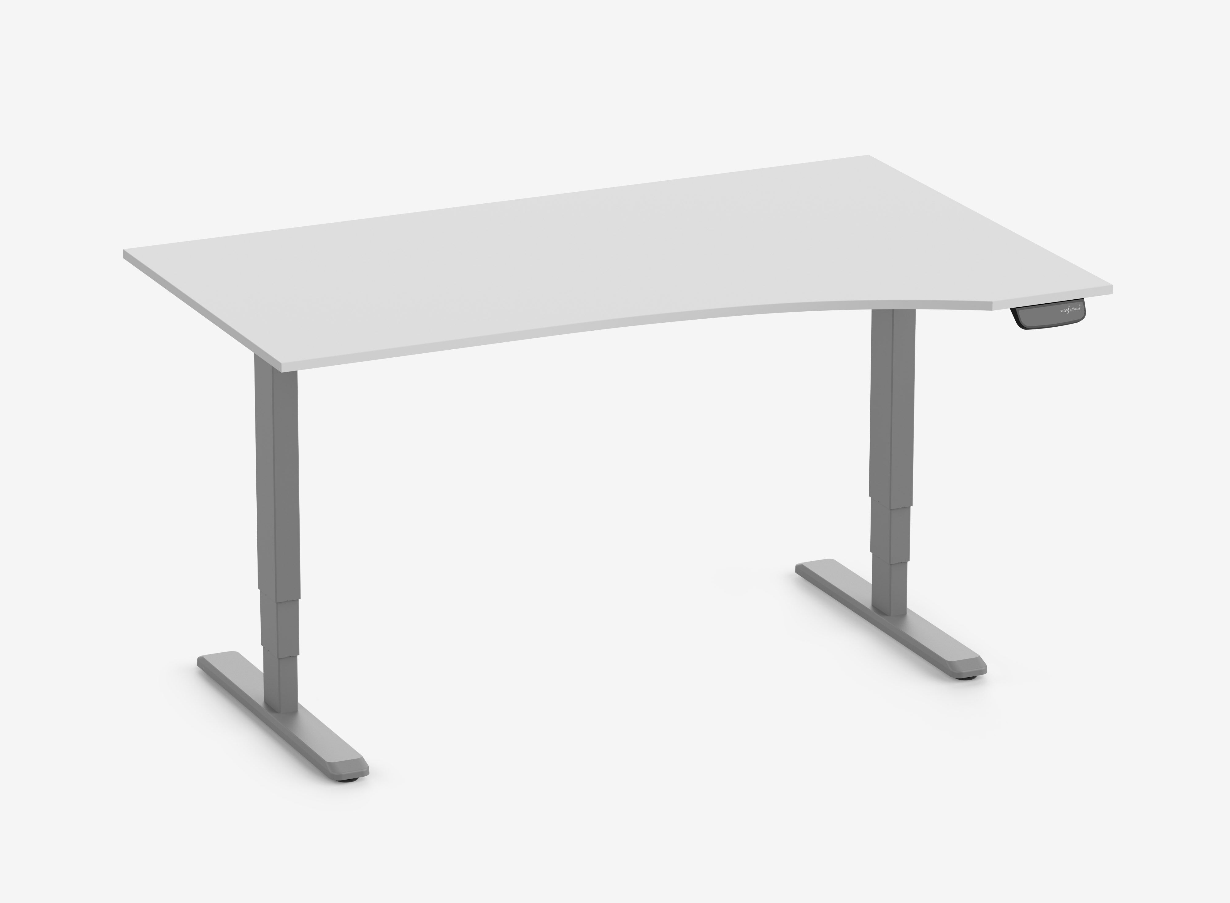 PRIMUS Vrijvorm bureau, frame grijs 1600 x 800/1000 x 25 mm lichtgrijs, uitvoering rechts