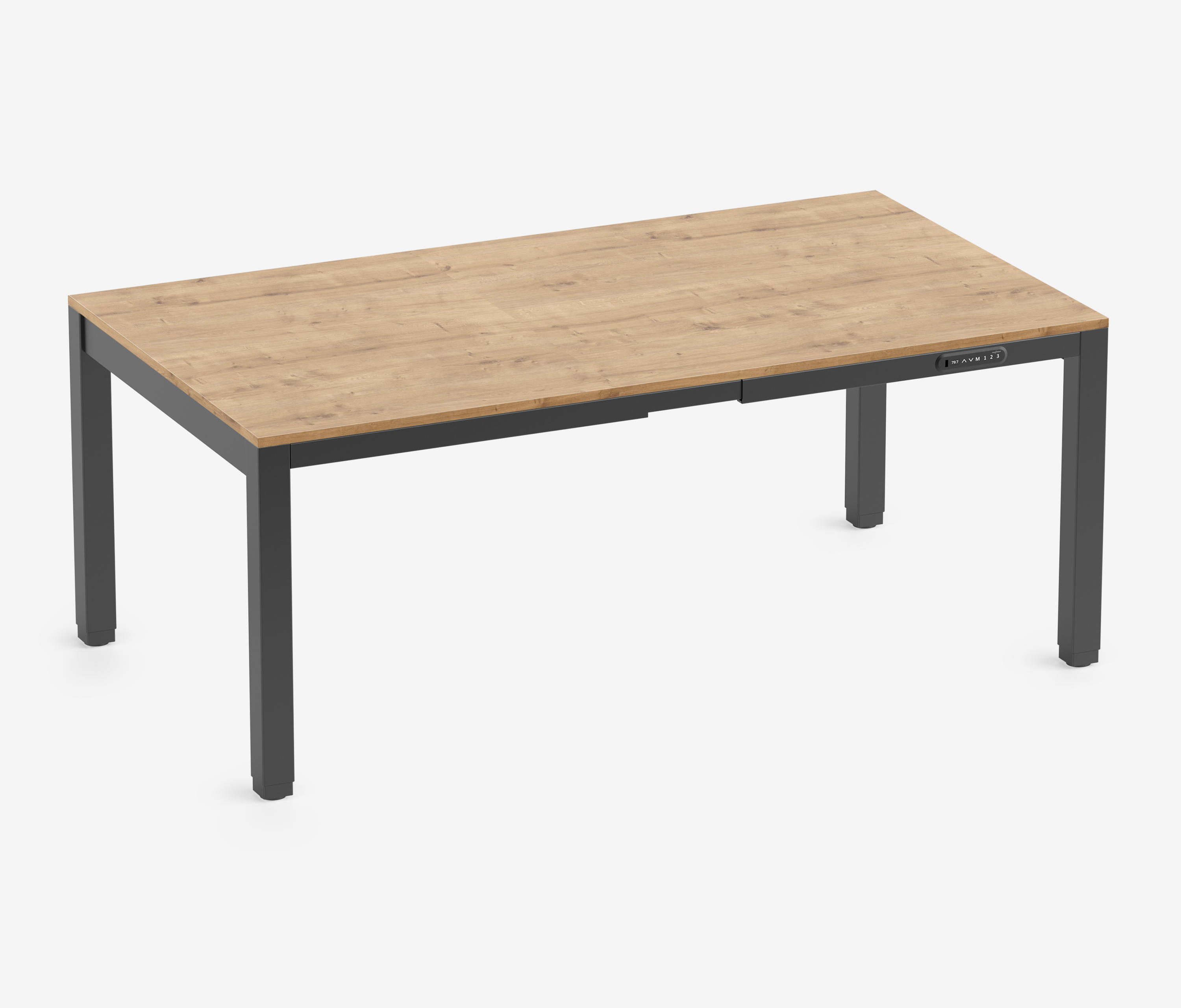 PRIMUS 4-Poot Bureau Zwart Eiken 1800 x 1000 x 25 mm