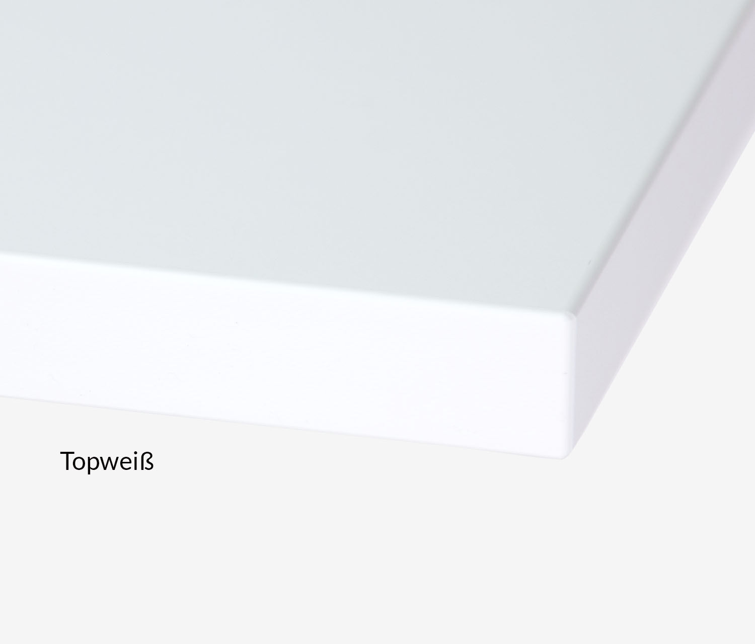 Vrijvormig tafelblad Melamine decor Topwit, 1600 x 800/1000 x 25 mm