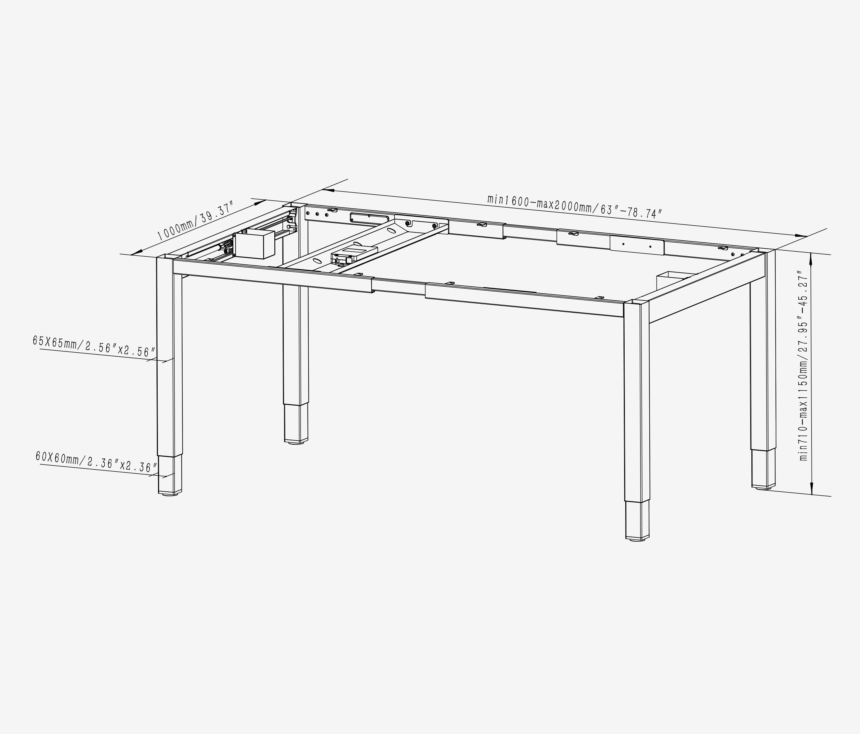 PRIMUS 4-poot bureau Wit Beuken 1600 x 1000 x 25 mm
