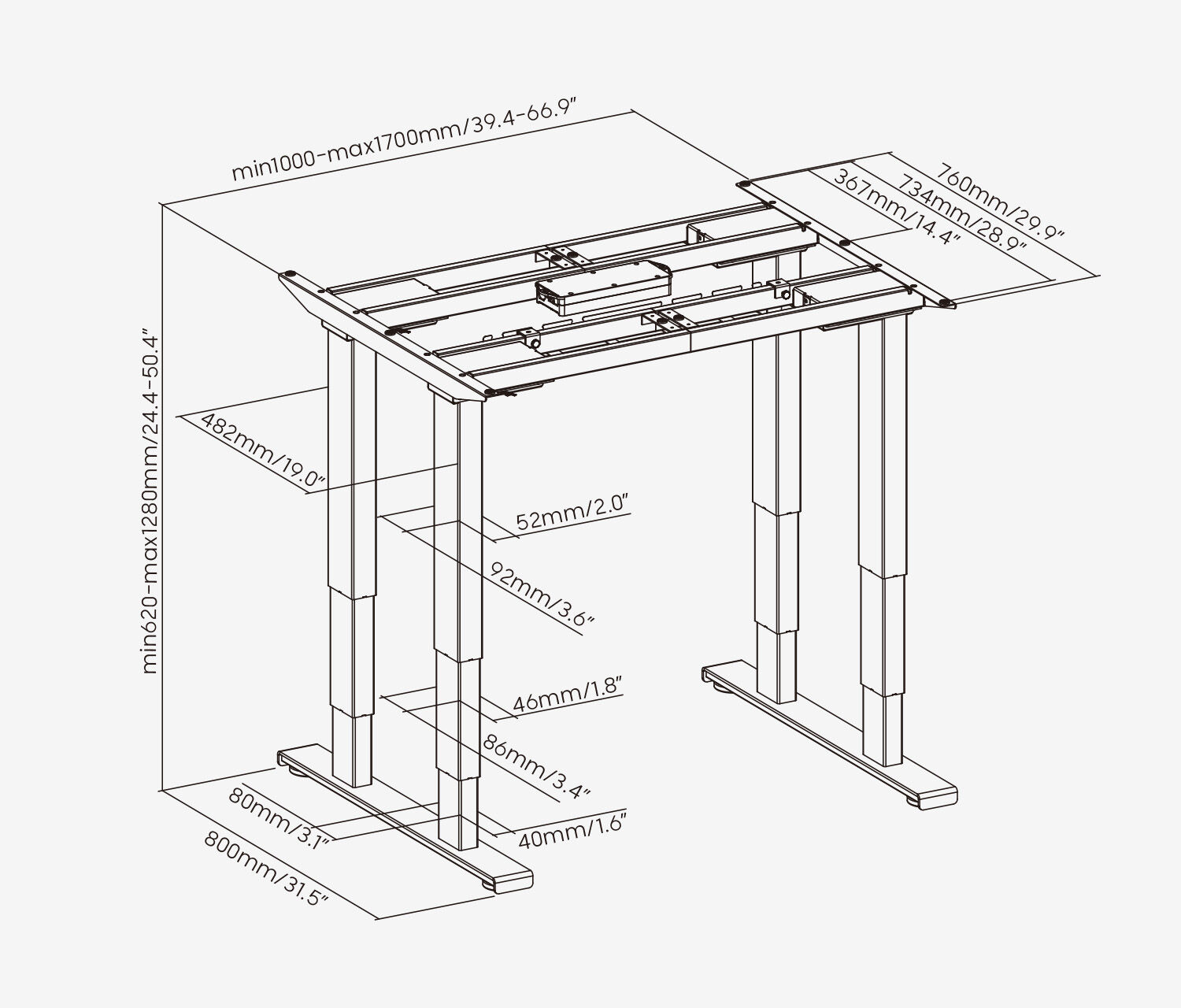 PRIMUS tafelframe voor zwaar gebruik